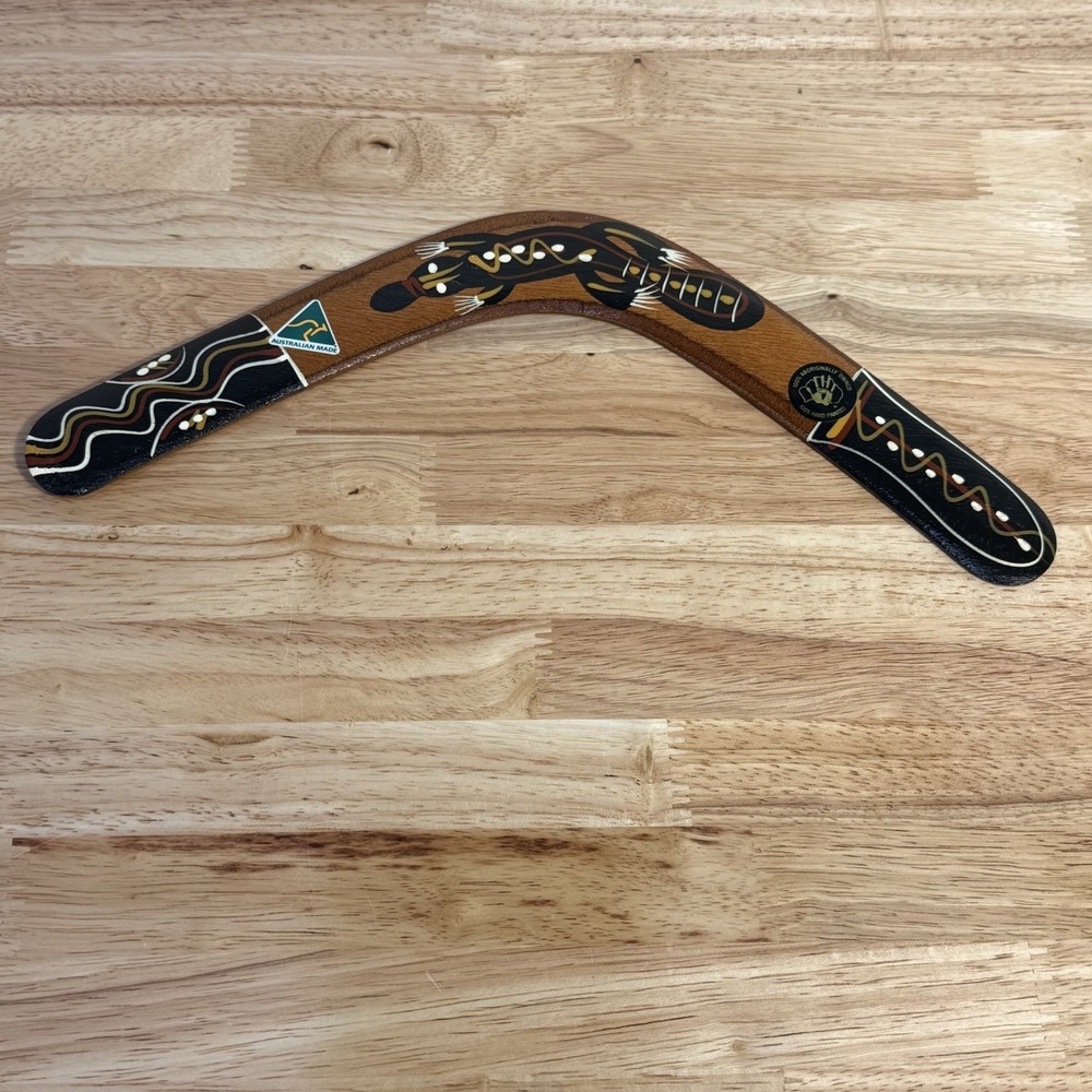 Australian Aboriginal Hand Painted Boomarang 14" Joe Skeen Indigenous Art Wood
